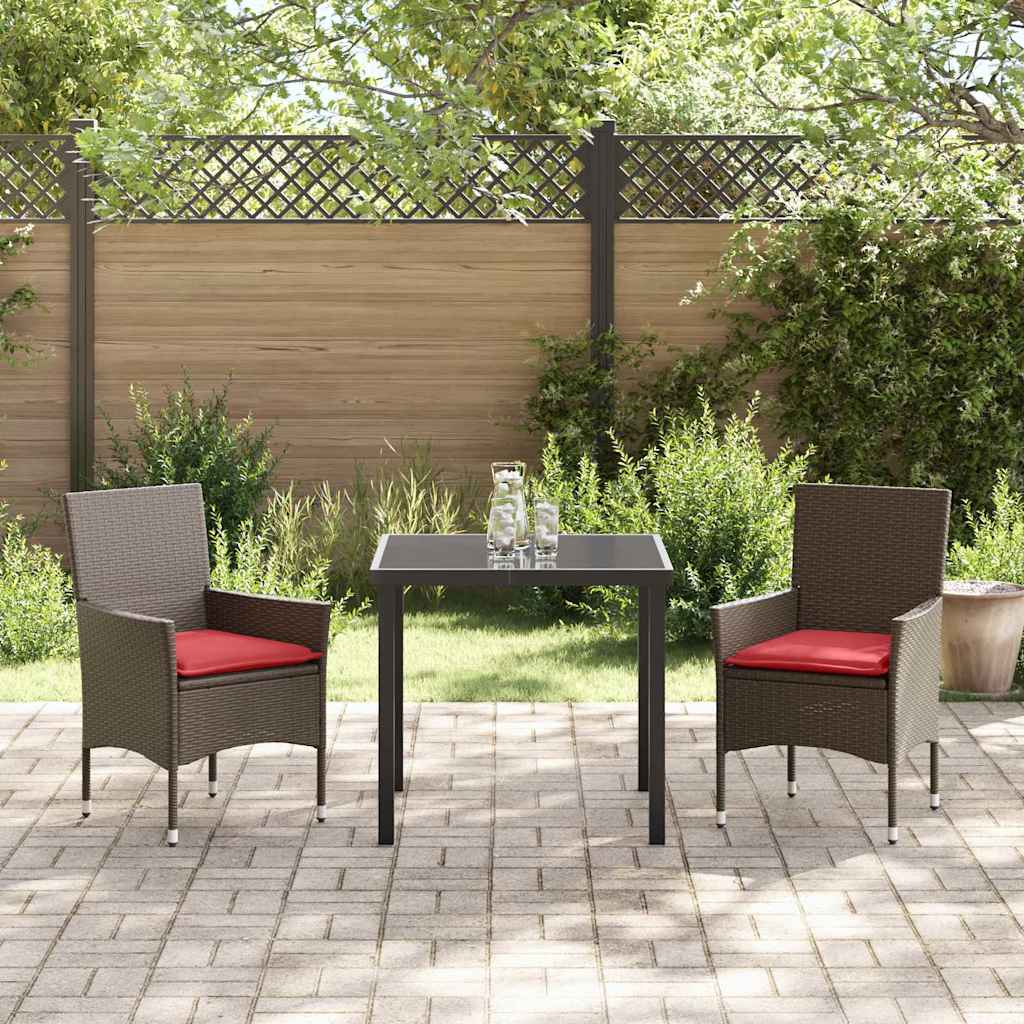 Ensemble table et chaises avec coussin 3 pcs Marron Rotin PE - XIOS