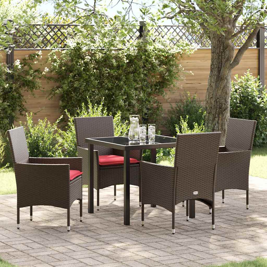 Ensemble table et chaises avec coussin 5 pcs Marron Rotin PE - XIOS