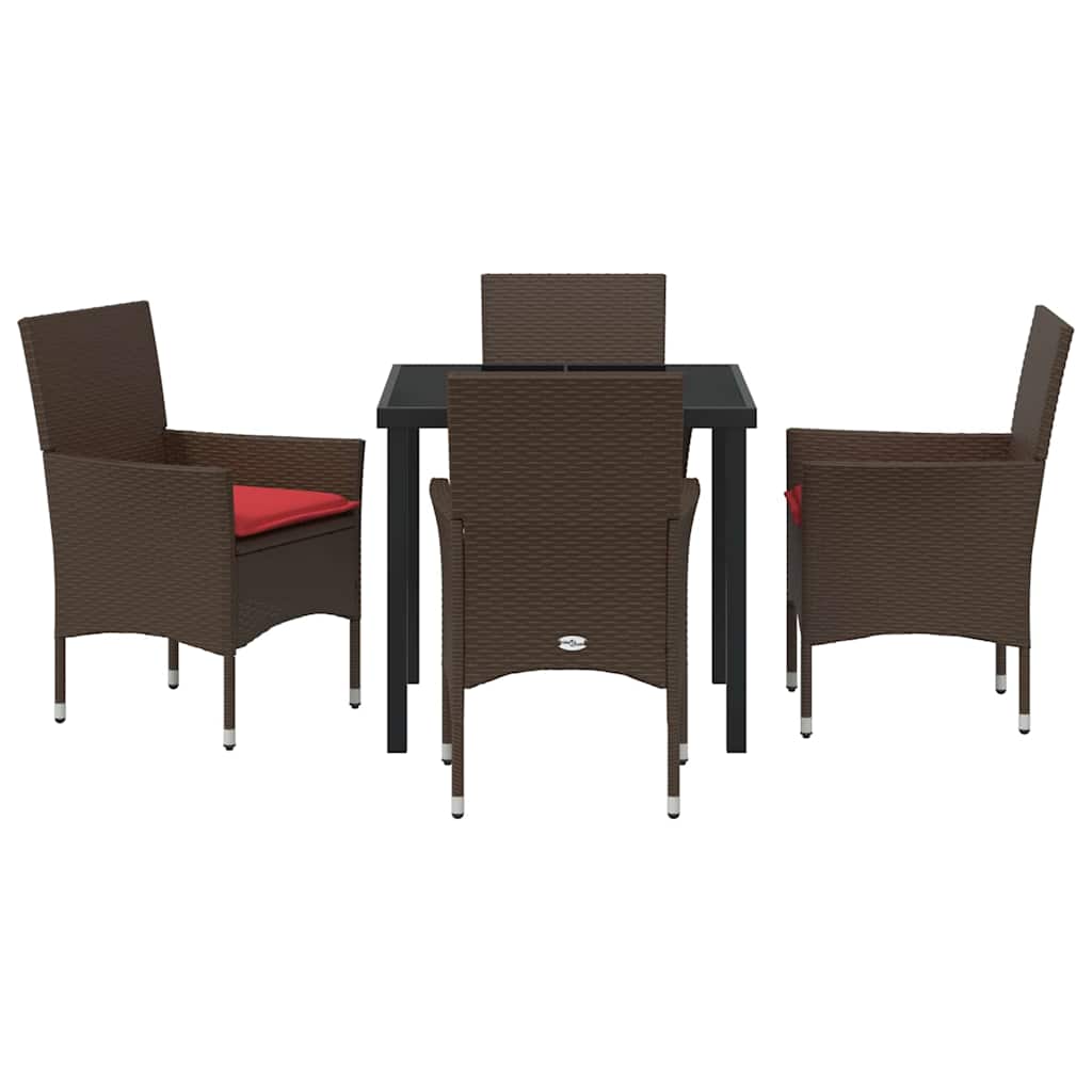 Ensemble table et chaises avec coussin 5 pcs Marron Rotin PE - XIOS