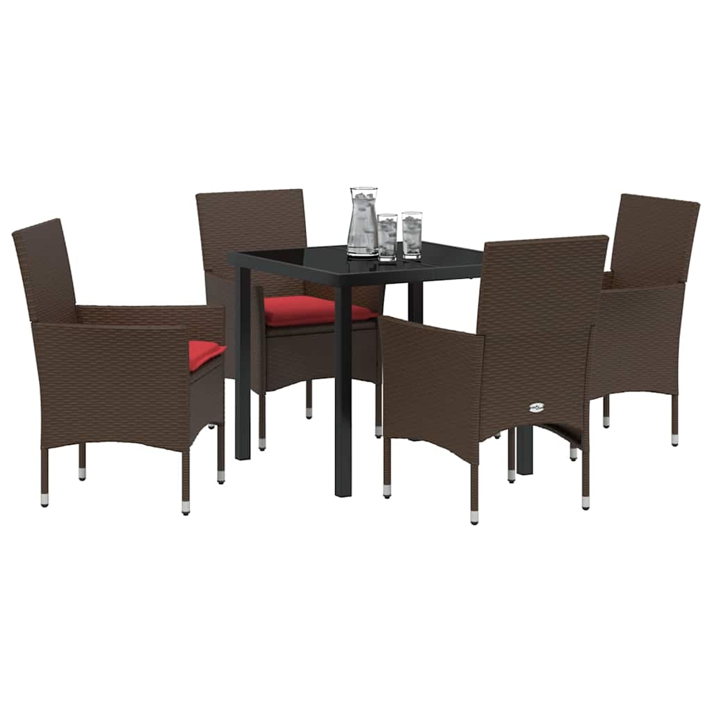 Ensemble table et chaises avec coussin 5 pcs Marron Rotin PE - XIOS