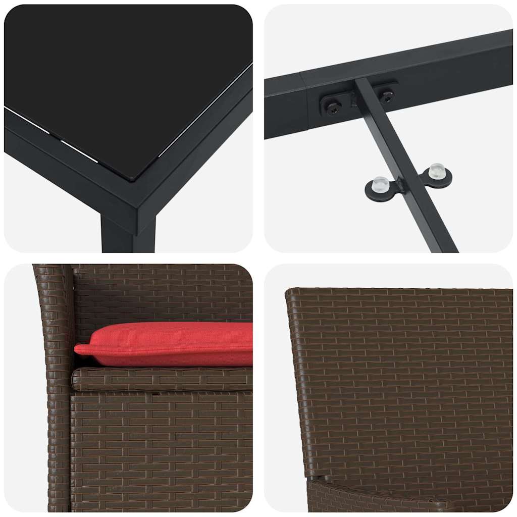Ensemble table et chaises avec coussin 5 pcs Marron Rotin PE - XIOS