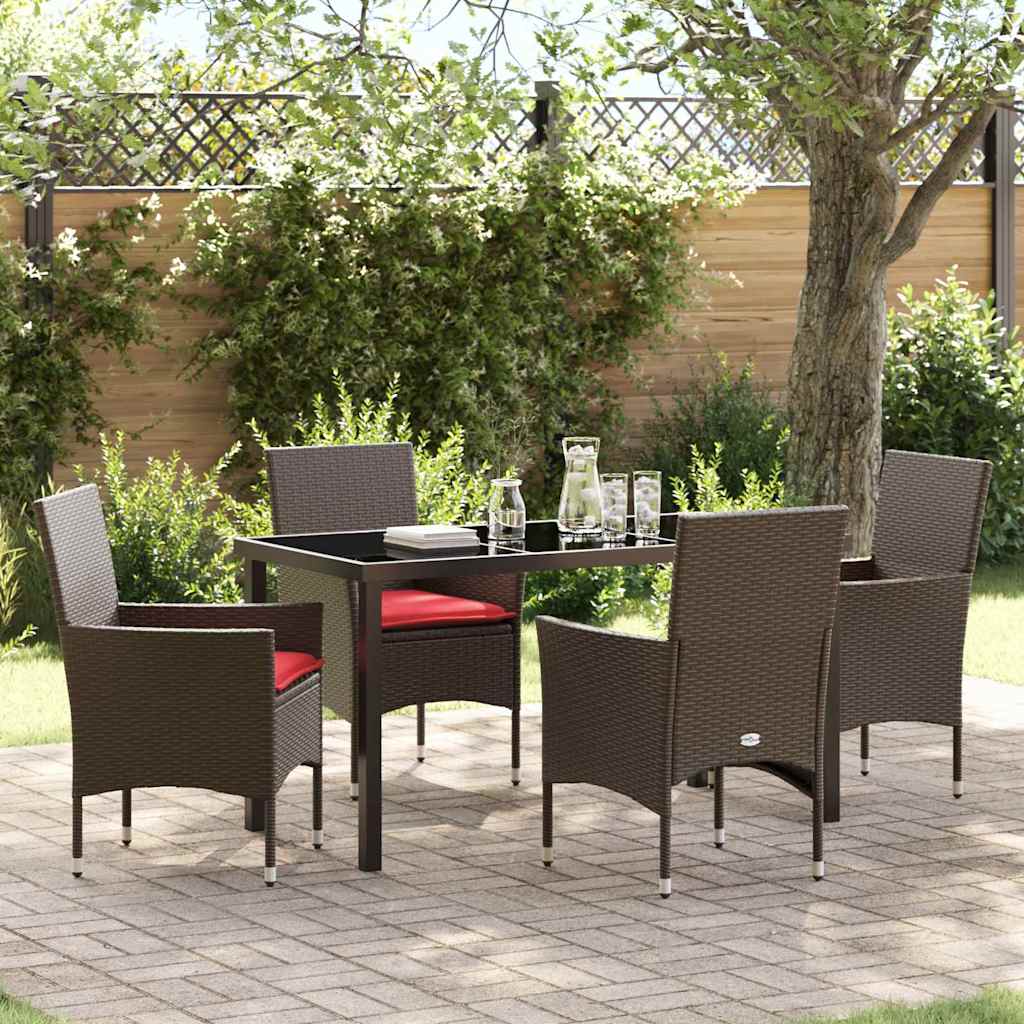 Ensemble table et chaises avec coussin 5 pcs Marron Rotin PE - XIOS