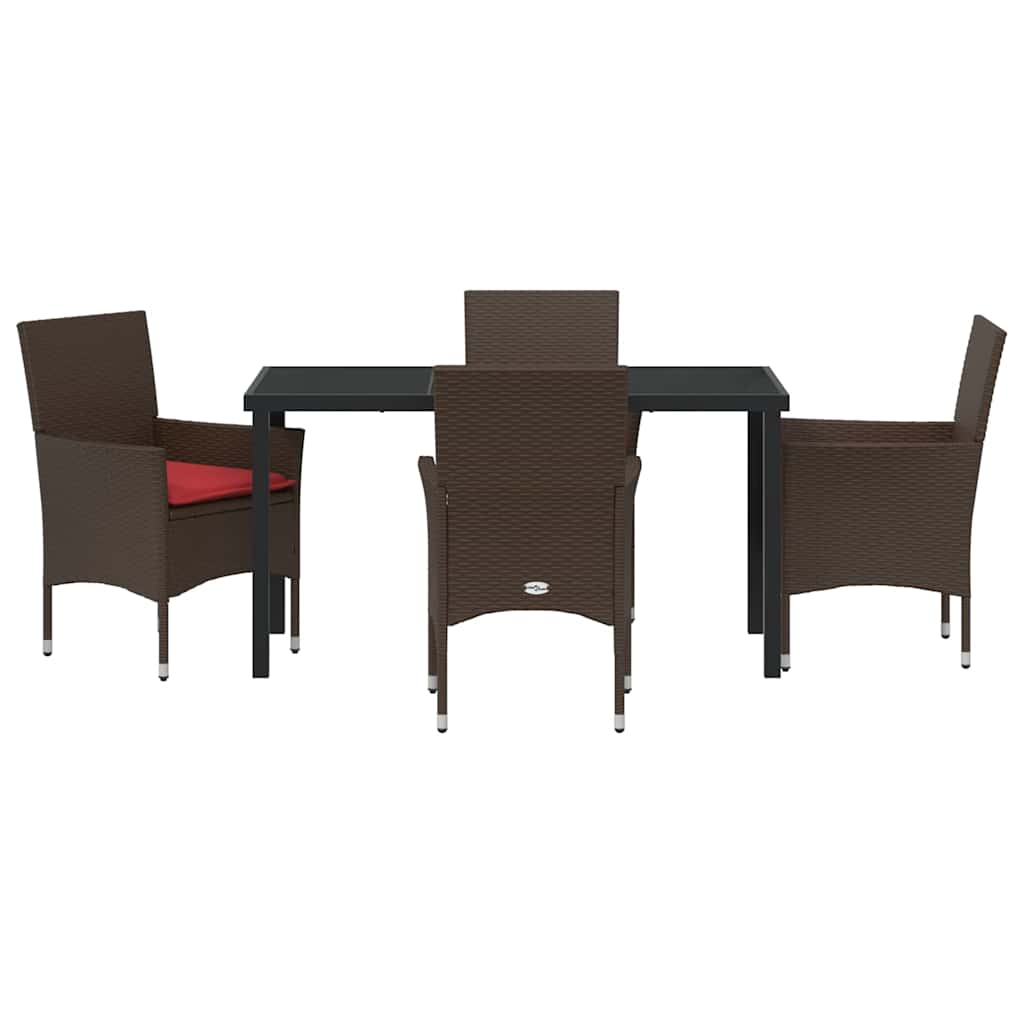 Ensemble table et chaises avec coussin 5 pcs Marron Rotin PE - XIOS