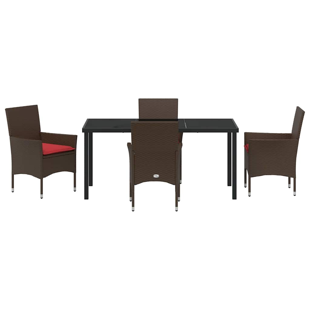 Ensemble table et chaises avec coussin 5 pcs Marron Rotin PE - XIOS