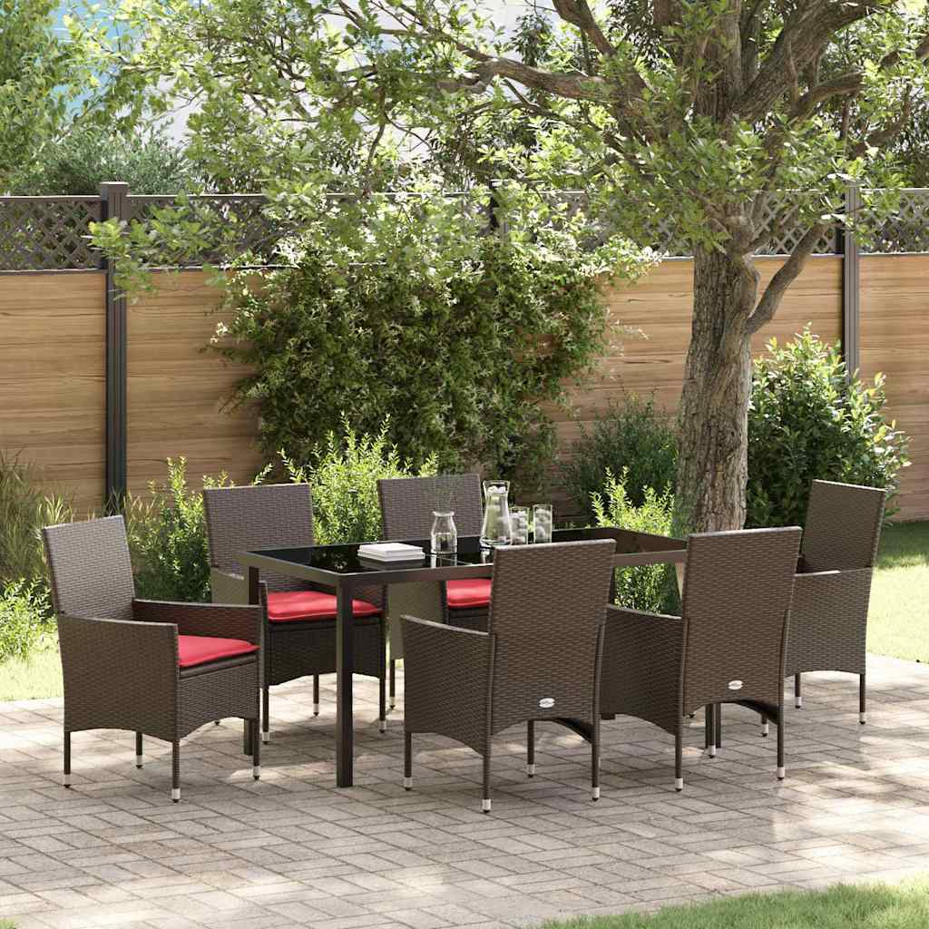 Ensemble table et chaises avec coussin 7 pcs Marron Rotin PE - XIOS