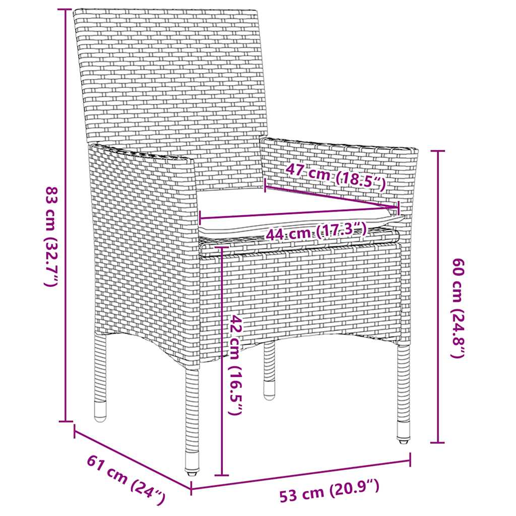 Ensemble table et chaises avec coussin 7 pcs Marron Rotin PE - XIOS
