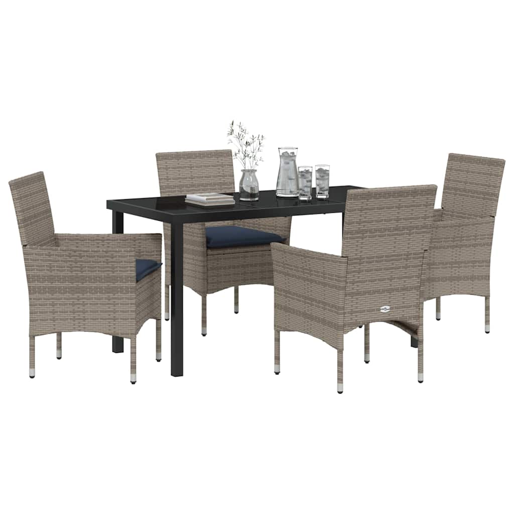 Ensemble table et chaises avec coussin 5 pcs Gris Rotin PE - XIOS