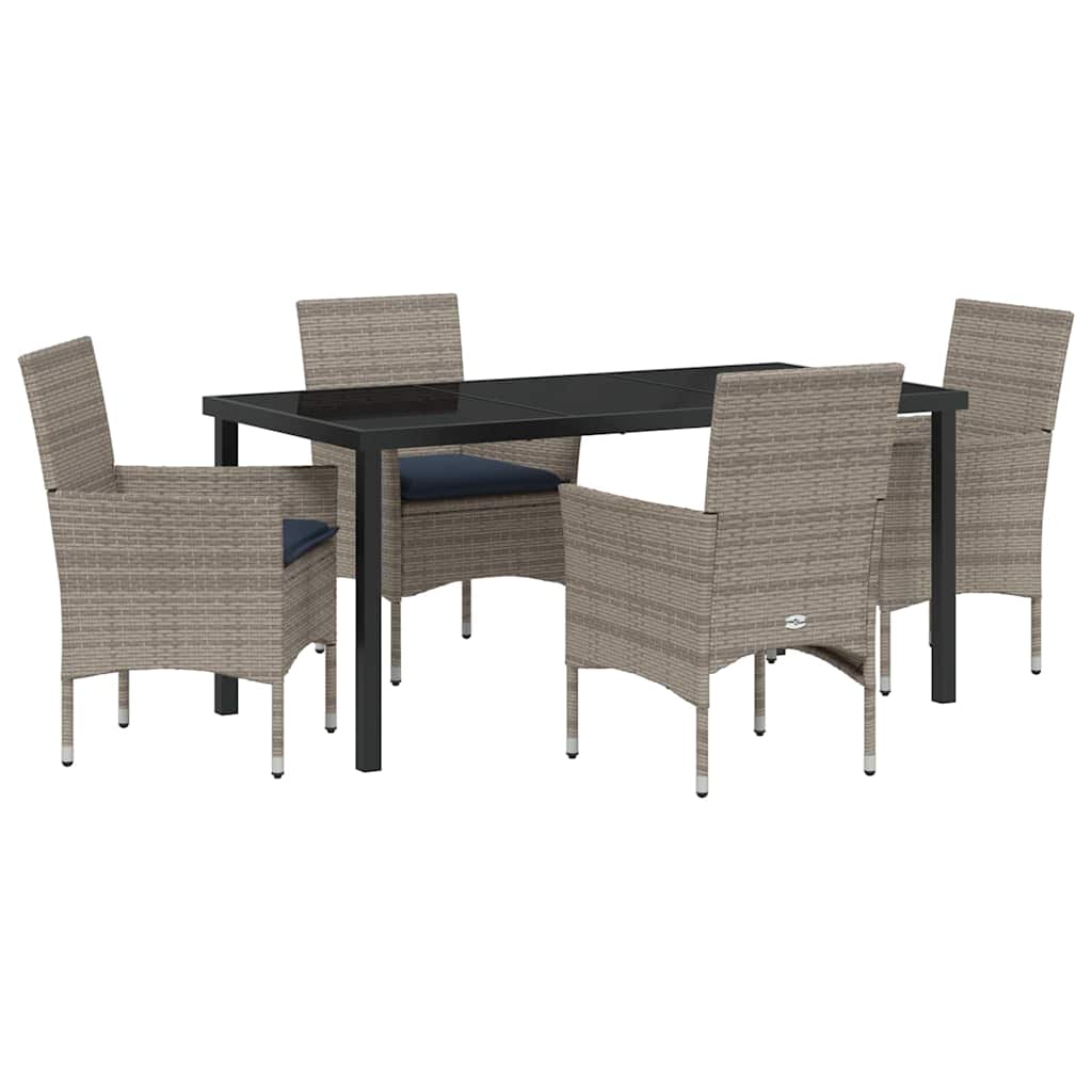 Ensemble table et chaises avec coussin 5 pcs Gris Rotin PE - XIOS