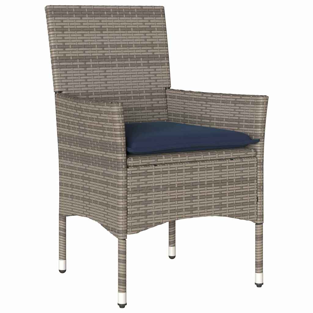 Ensemble table et chaises avec coussin 5 pcs Gris Rotin PE - XIOS