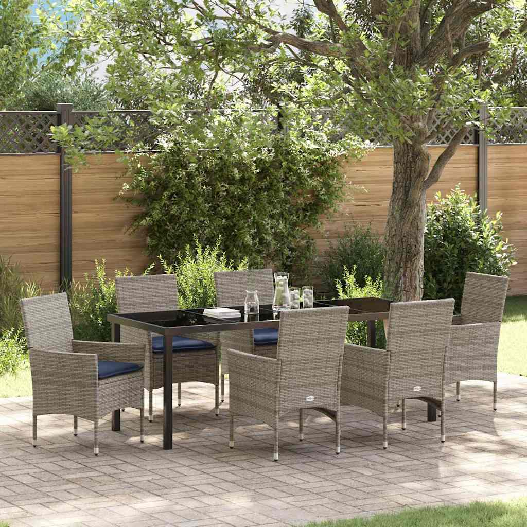 Ensemble table et chaises avec coussin 7 pcs Gris Rotin PE - XIOS