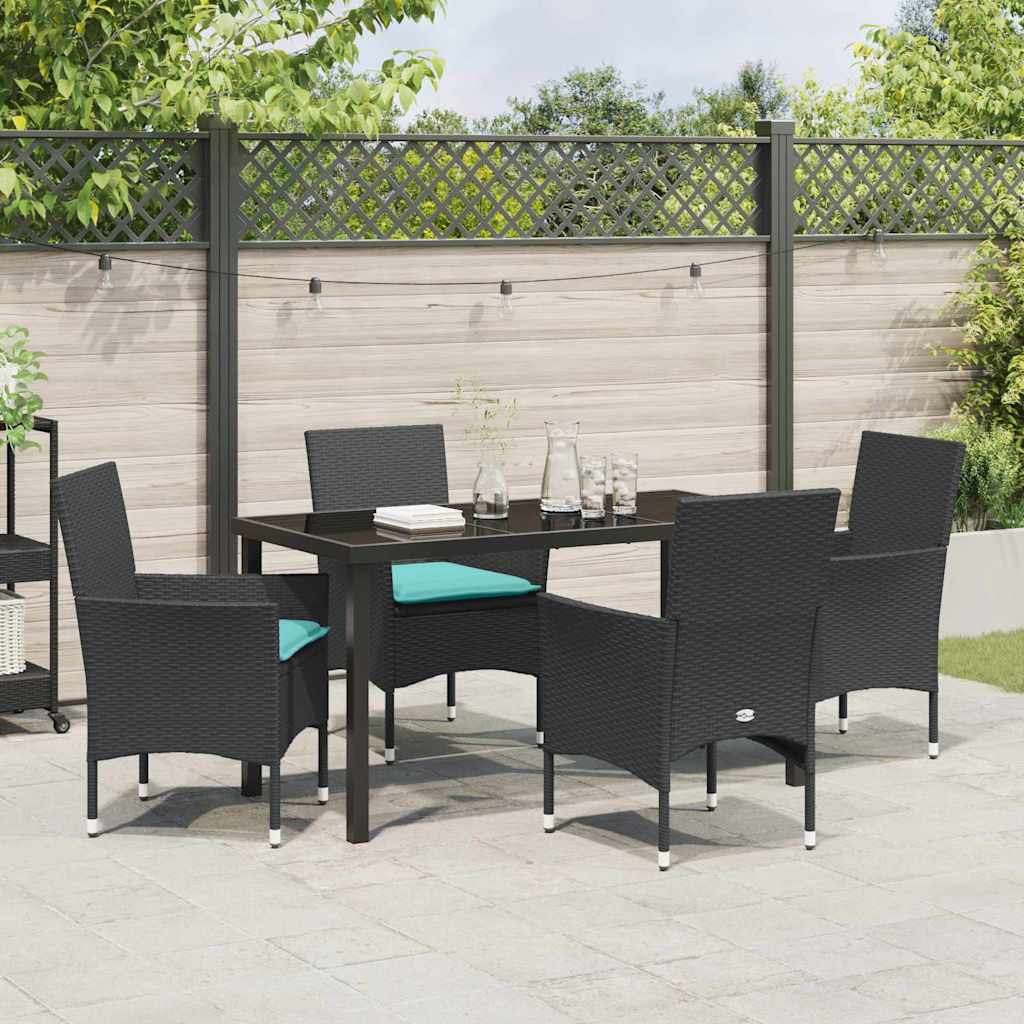 Ensemble table et chaises avec coussin 5 pcs Noir Rotin PE - XIOS