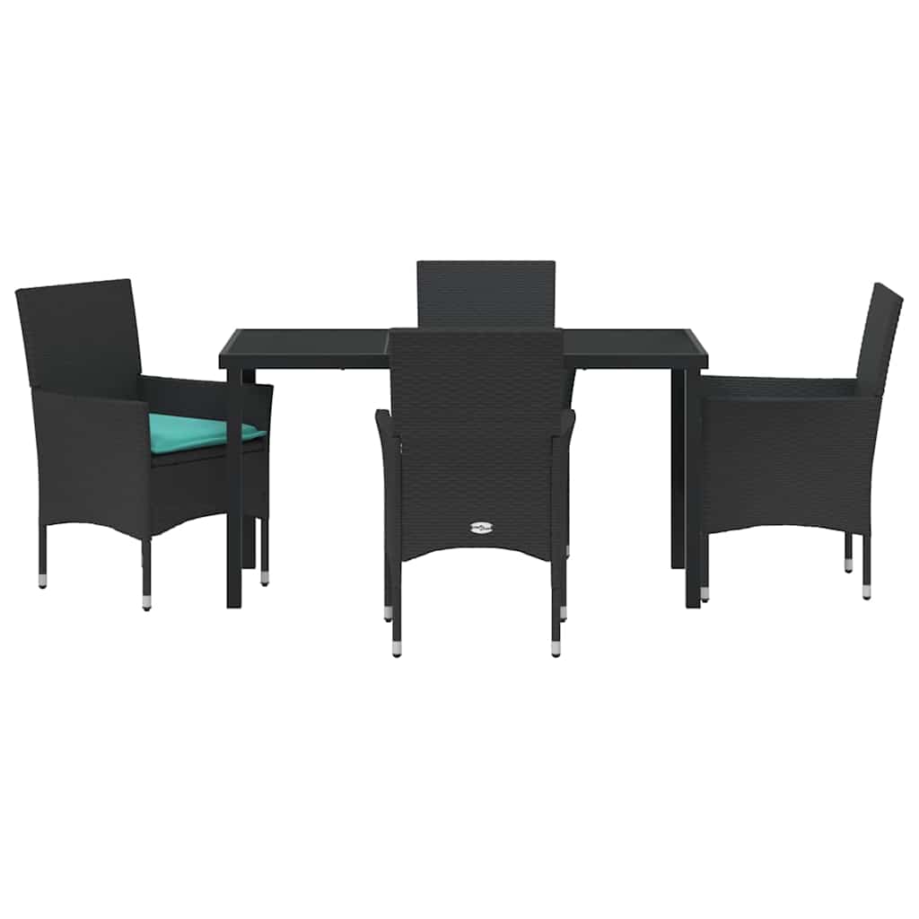Ensemble table et chaises avec coussin 5 pcs Noir Rotin PE - XIOS