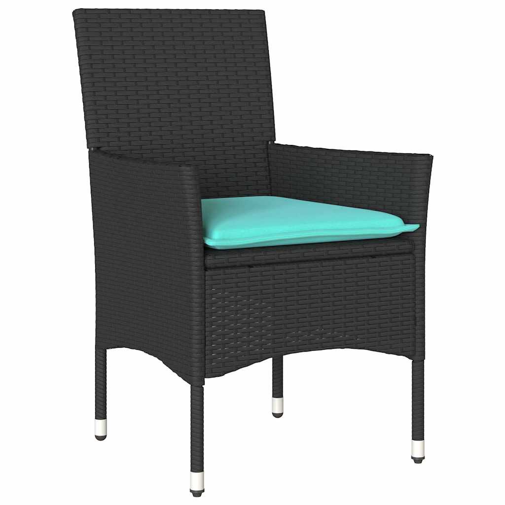 Ensemble table et chaises avec coussin 5 pcs Noir Rotin PE - XIOS