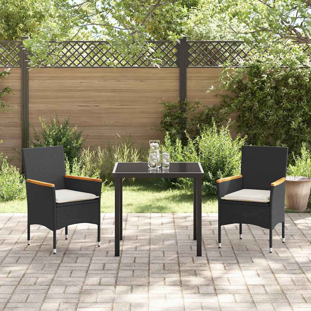 Ensemble de salle à manger pour jardin 3 pcs Noir polyrotin - XIOS