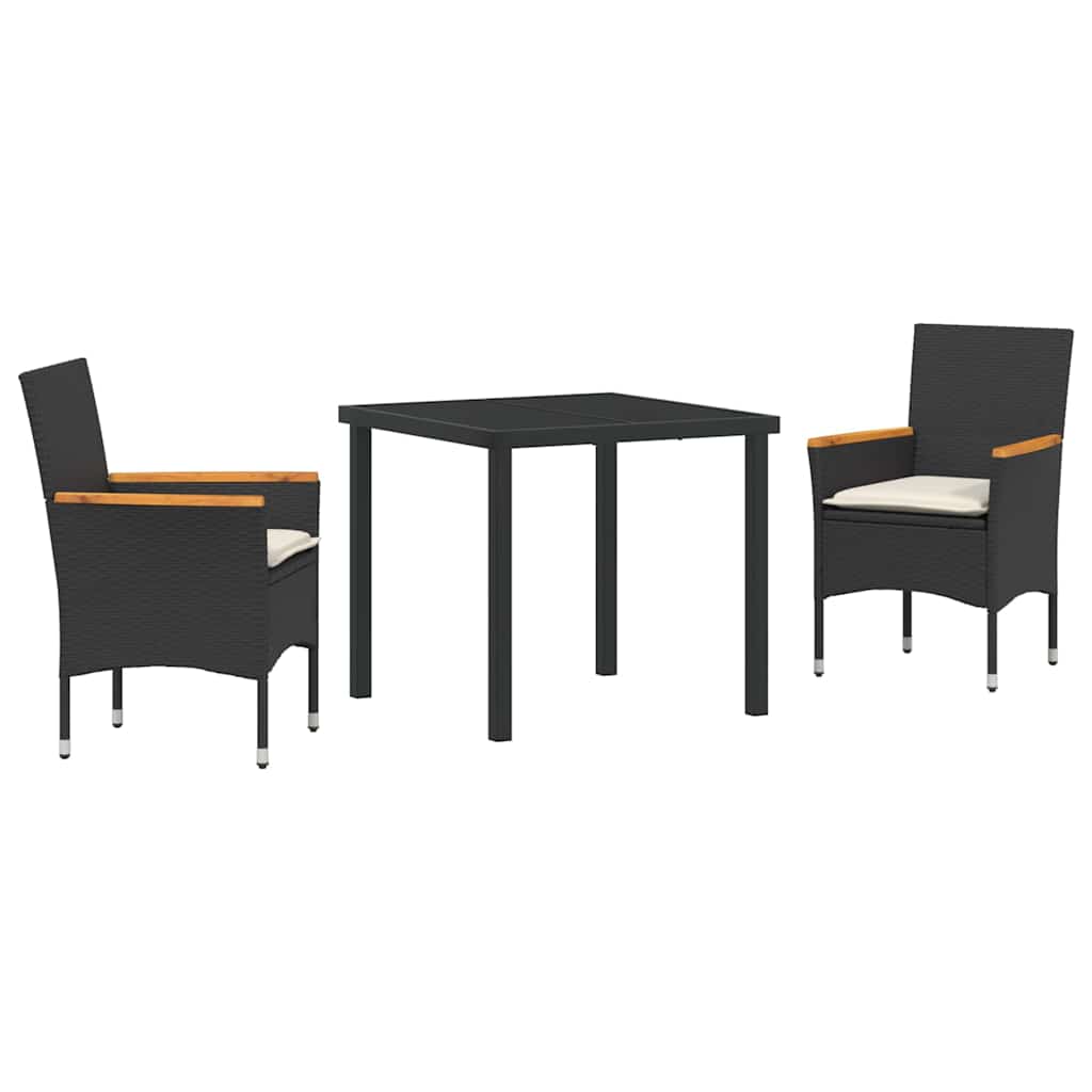 Ensemble de salle à manger pour jardin 3 pcs Noir polyrotin - XIOS