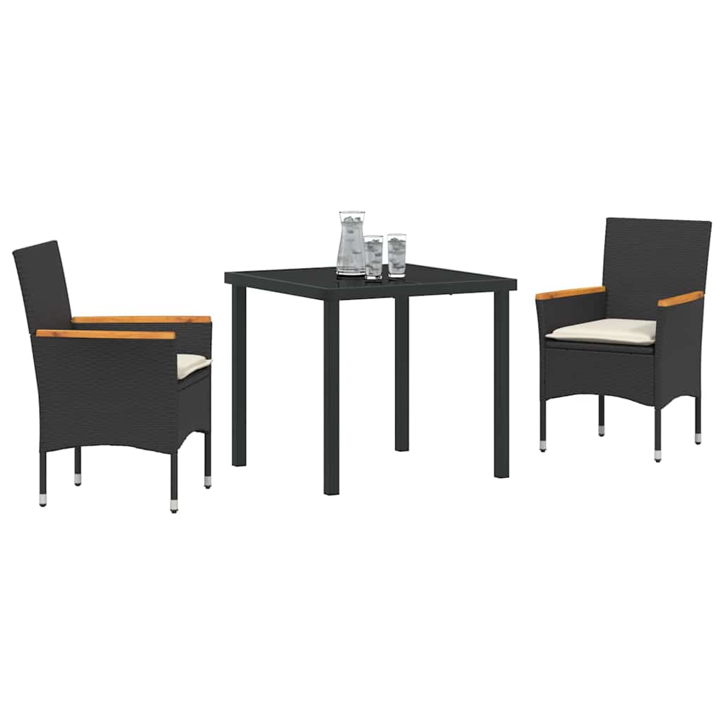 Ensemble de salle à manger pour jardin 3 pcs Noir polyrotin - XIOS
