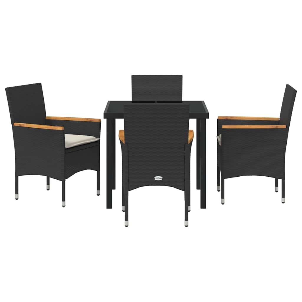 Ensemble de salle à manger pour jardin 5 pcs Noir polyrotin - XIOS