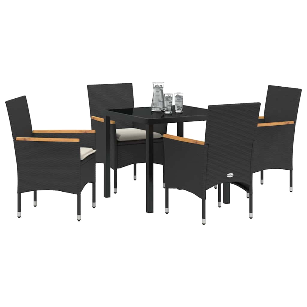 Ensemble de salle à manger pour jardin 5 pcs Noir polyrotin - XIOS