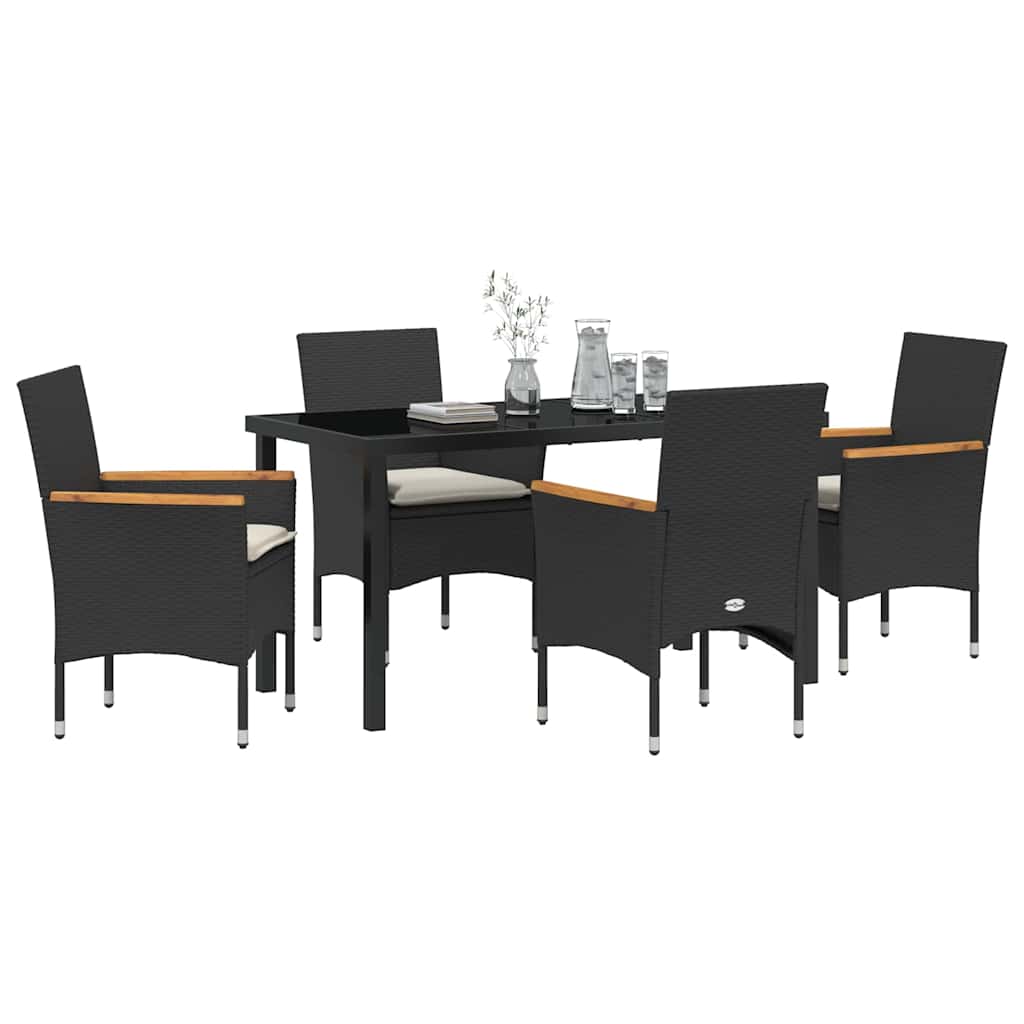 Ensemble de salle à manger pour jardin 5 pcs Noir polyrotin - XIOS