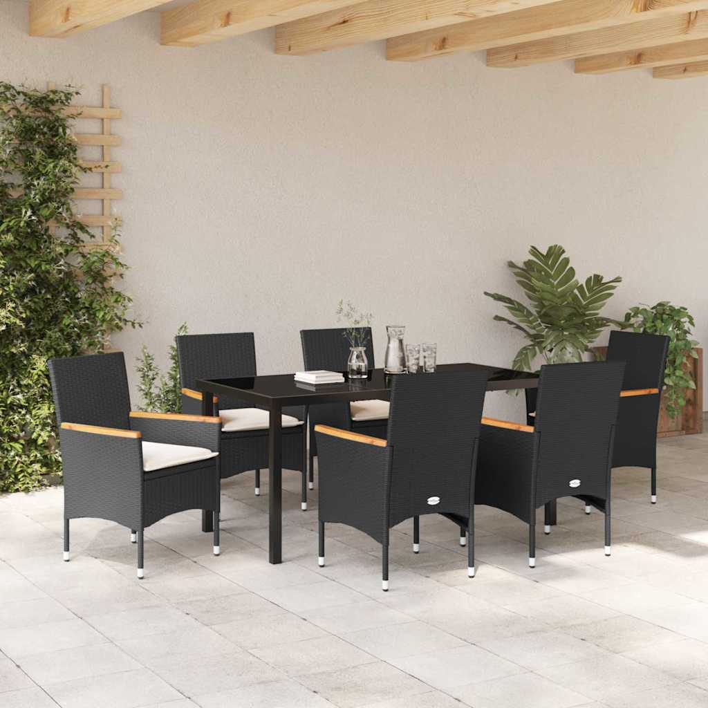 Ensemble de salle à manger pour jardin 7 pcs Noir polyrotin - XIOS