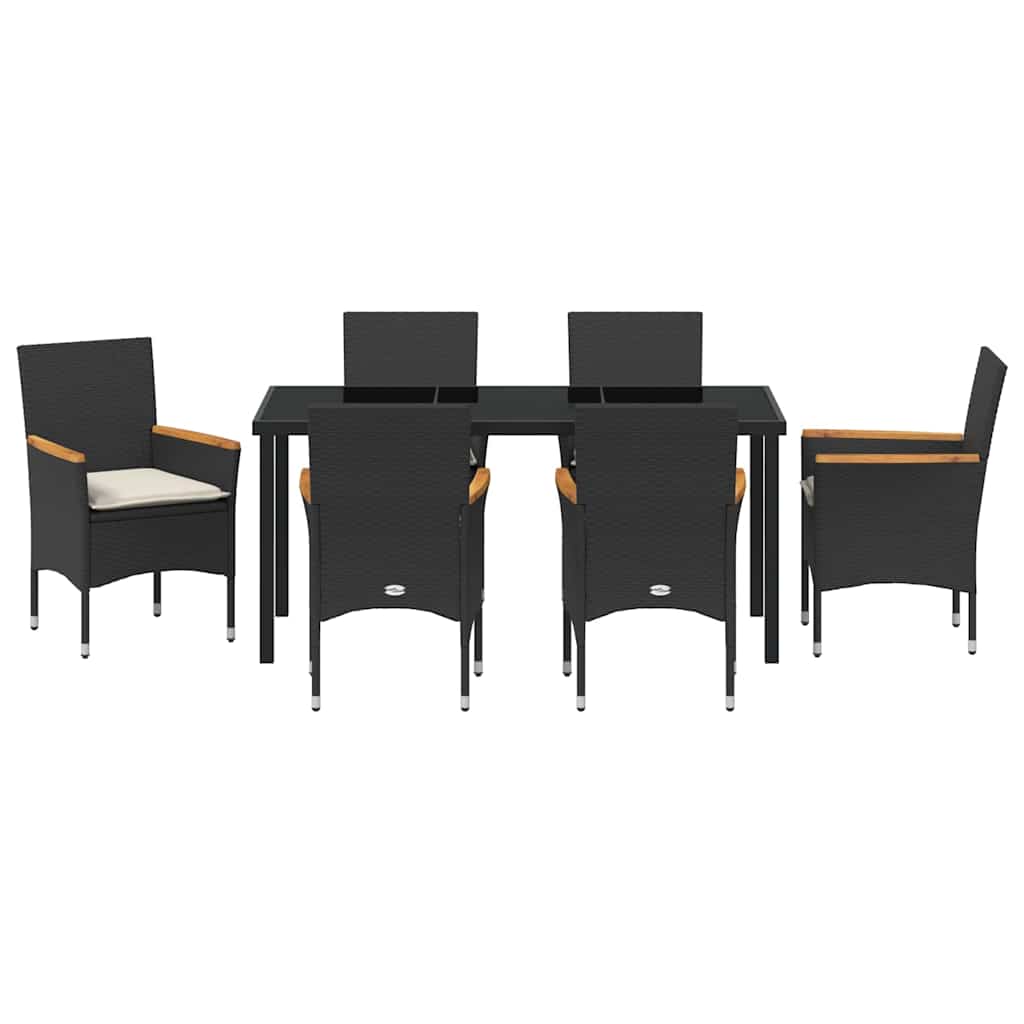 Ensemble de salle à manger pour jardin 7 pcs Noir polyrotin - XIOS
