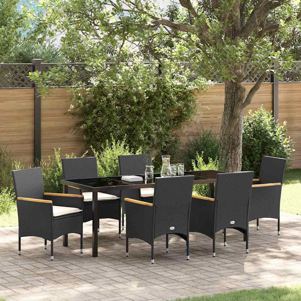 Ensemble de salle à manger pour jardin 7 pcs Noir polyrotin - XIOS