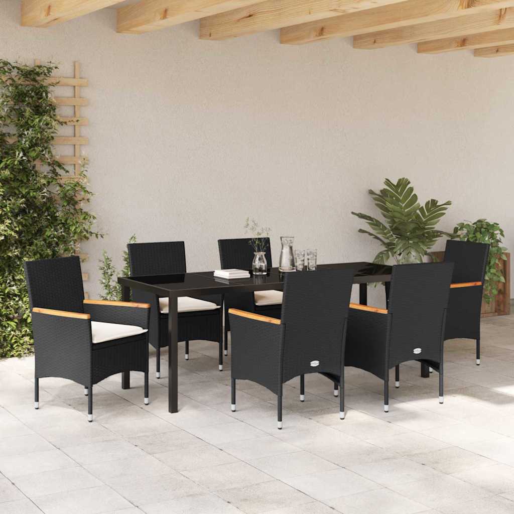 Ensemble de salle à manger pour jardin 7 pcs Noir polyrotin - XIOS