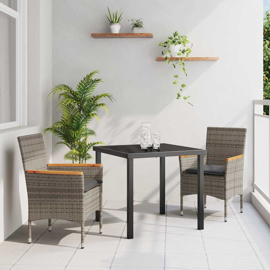 Ensemble de salle à manger pour jardin 3 pcs Gris polyrotin - XIOS