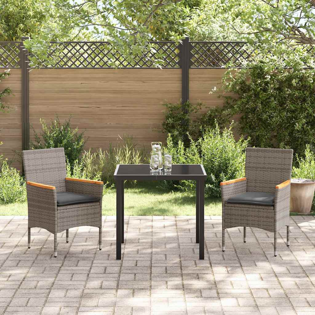 Ensemble de salle à manger pour jardin 3 pcs Gris polyrotin - XIOS