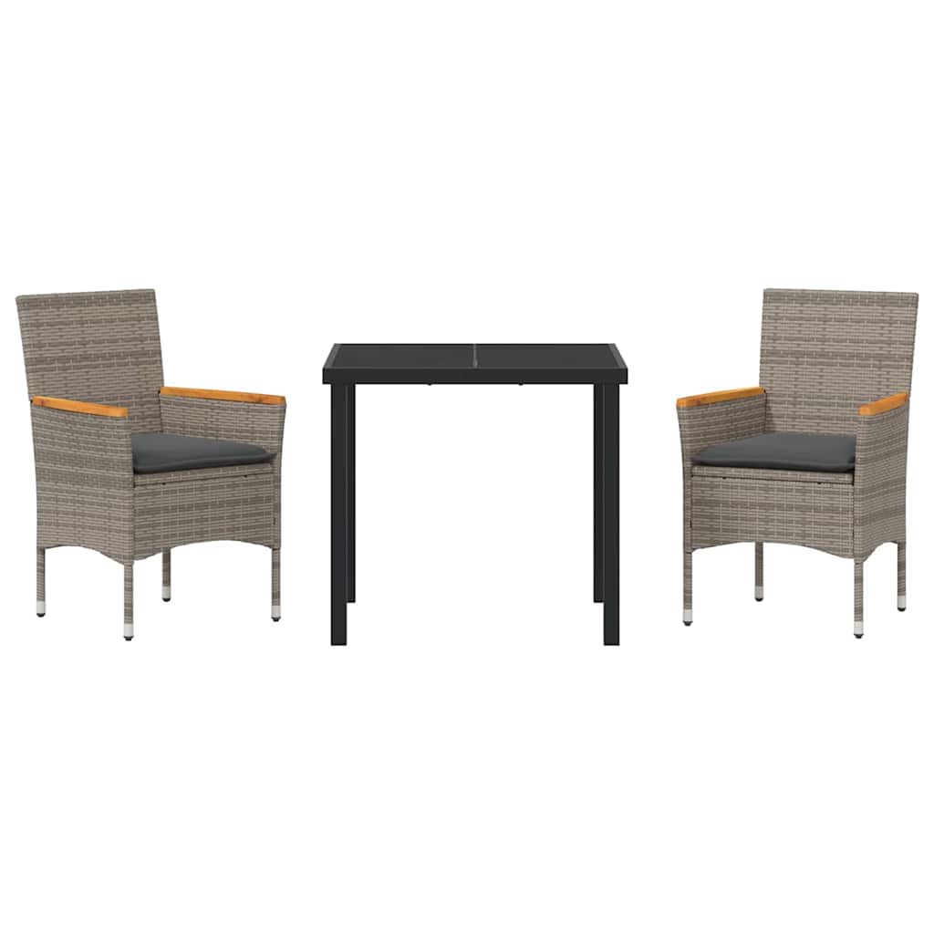 Ensemble de salle à manger pour jardin 3 pcs Gris polyrotin - XIOS