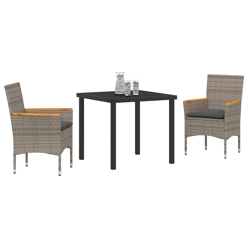 Ensemble de salle à manger pour jardin 3 pcs Gris polyrotin - XIOS