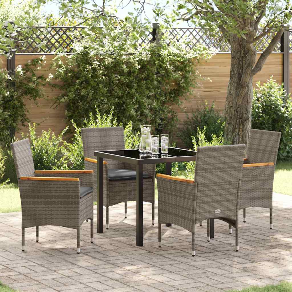 Ensemble de salle à manger pour jardin 5 pcs Gris polyrotin - XIOS