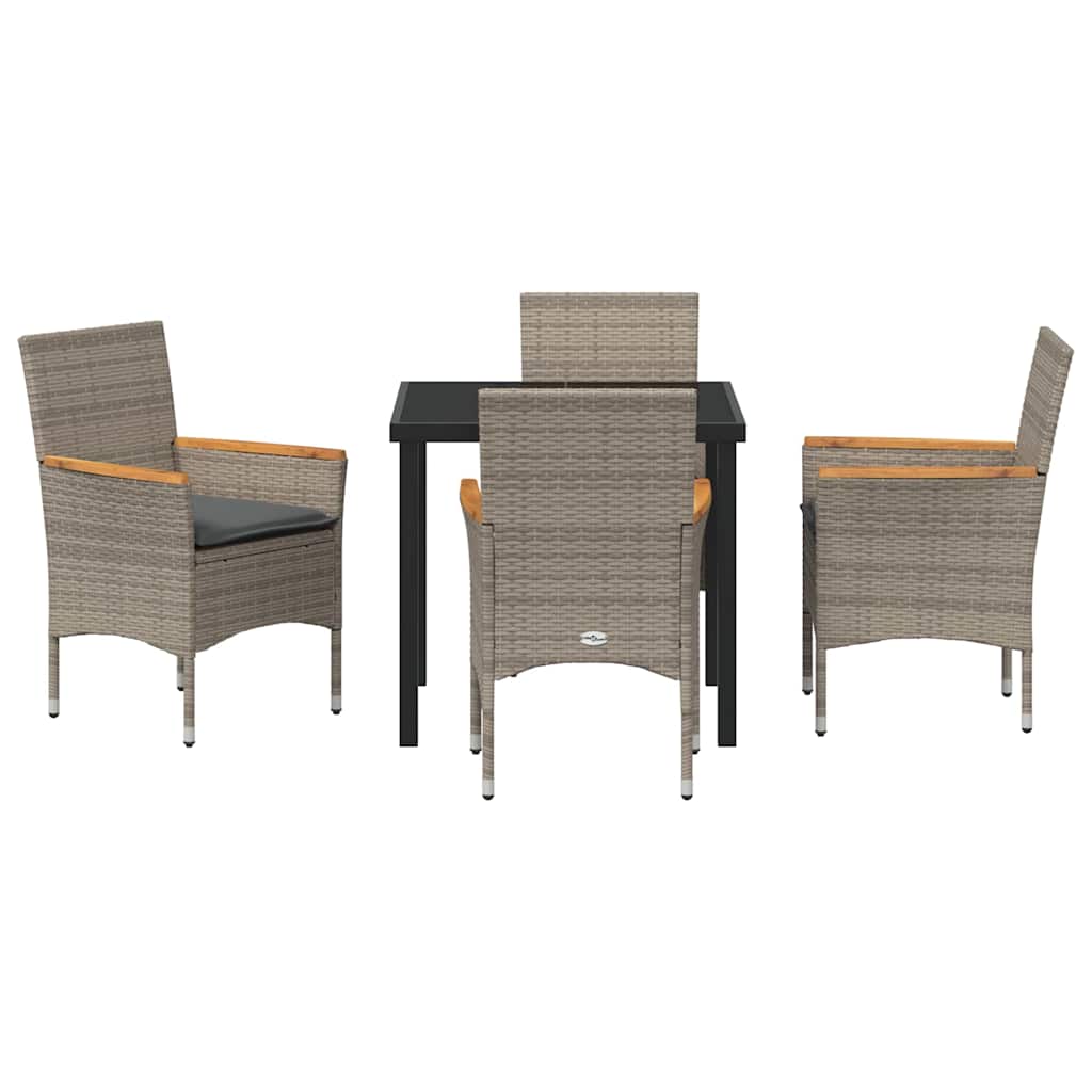 Ensemble de salle à manger pour jardin 5 pcs Gris polyrotin - XIOS
