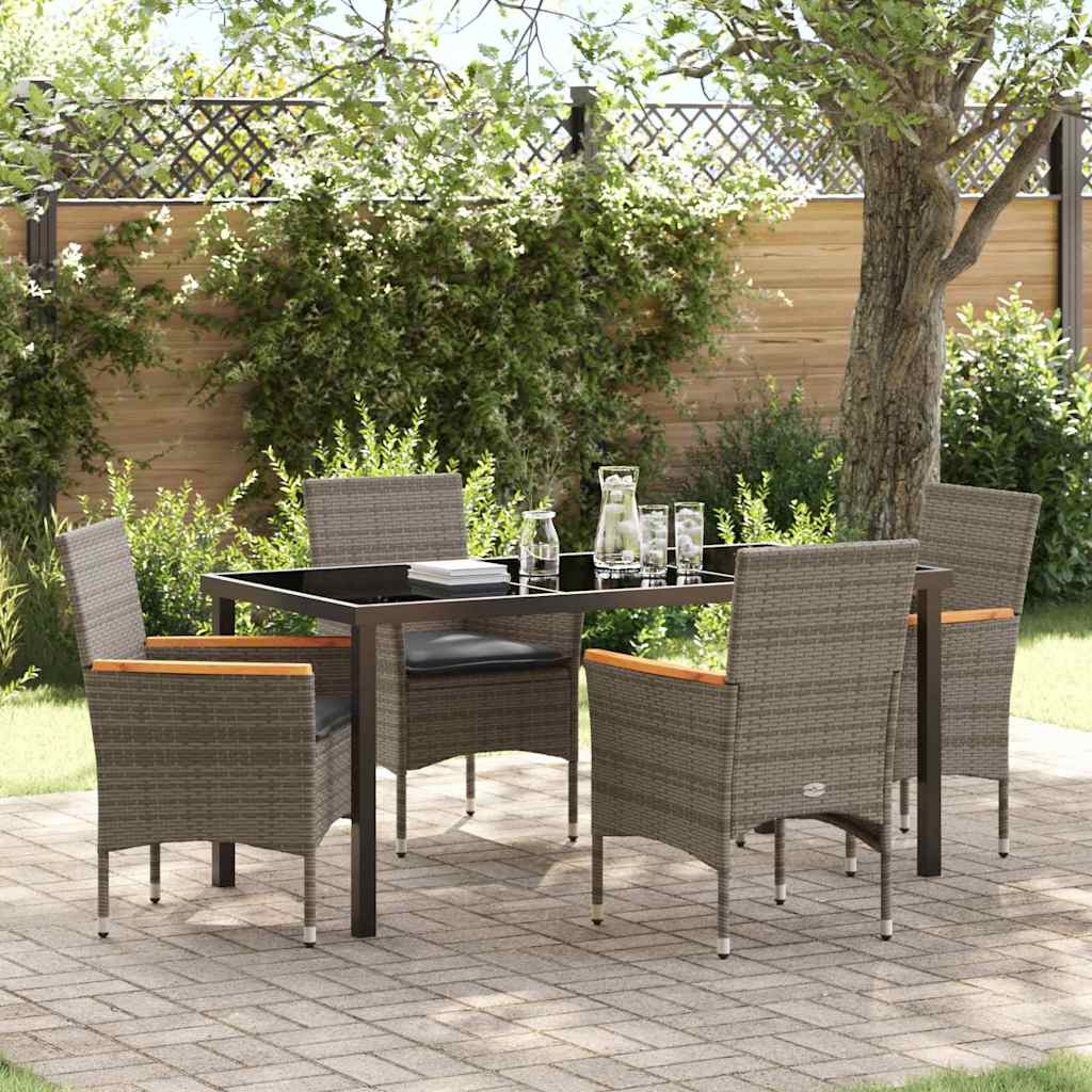 Ensemble de salle à manger pour jardin 5 pcs Gris polyrotin - XIOS