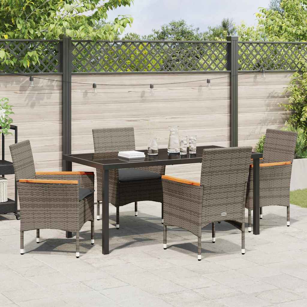 Ensemble de salle à manger pour jardin 5 pcs Gris polyrotin - XIOS