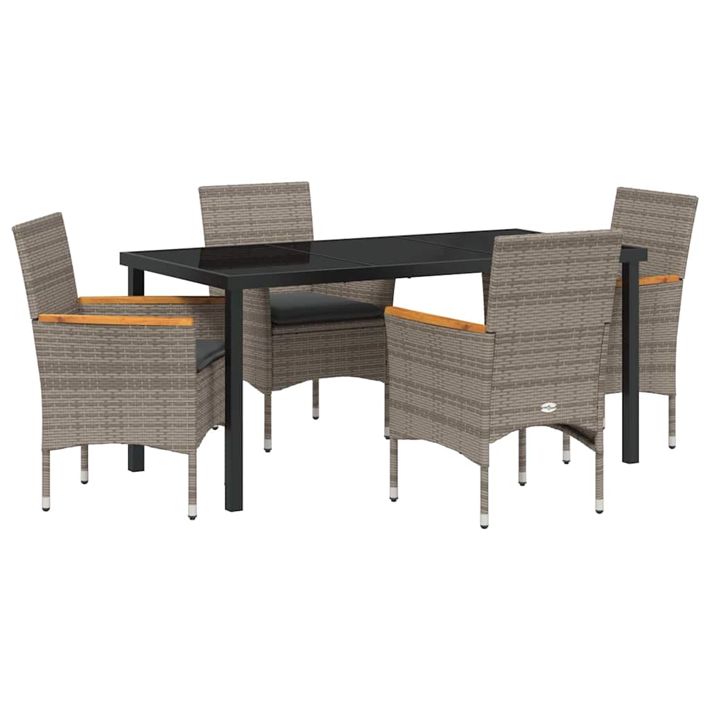 Ensemble de salle à manger pour jardin 5 pcs Gris polyrotin - XIOS