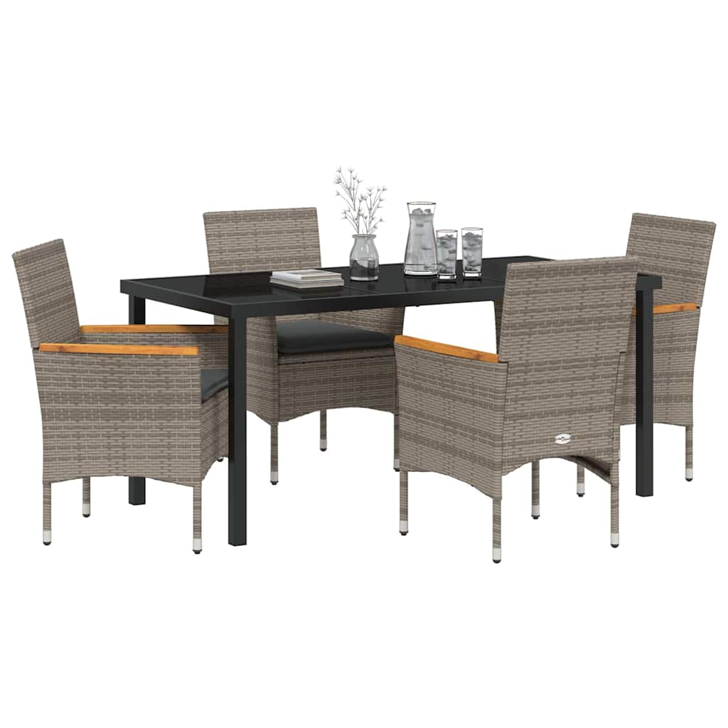 Ensemble de salle à manger pour jardin 5 pcs Gris polyrotin - XIOS
