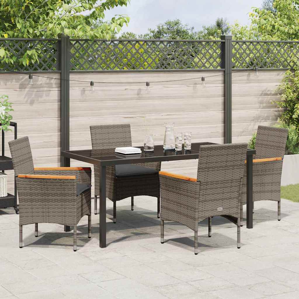 Ensemble de salle à manger pour jardin 5 pcs Gris polyrotin - XIOS
