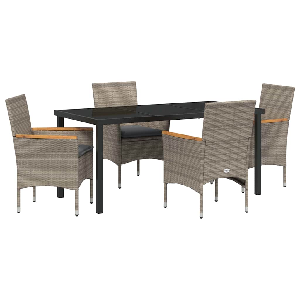 Ensemble de salle à manger pour jardin 5 pcs Gris polyrotin - XIOS
