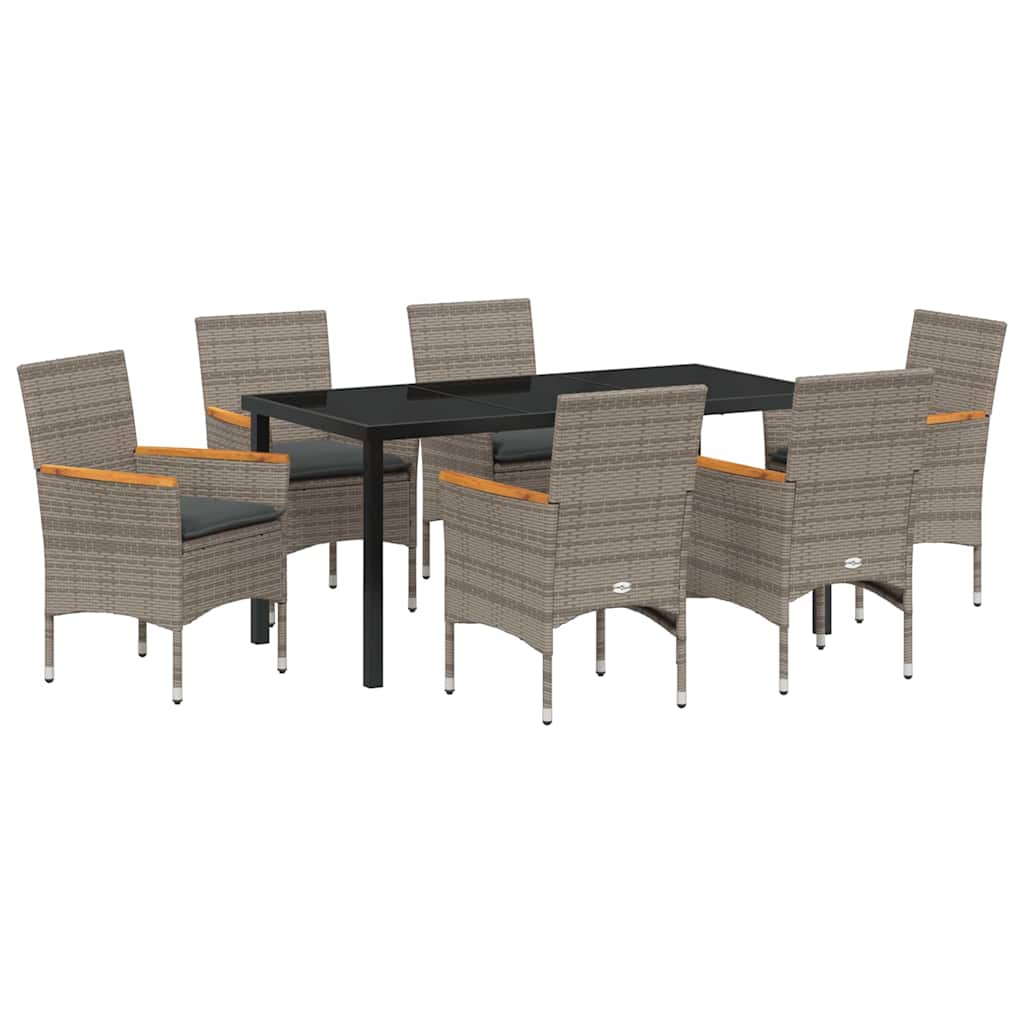 Ensemble de salle à manger pour jardin 7 pcs Gris polyrotin - XIOS