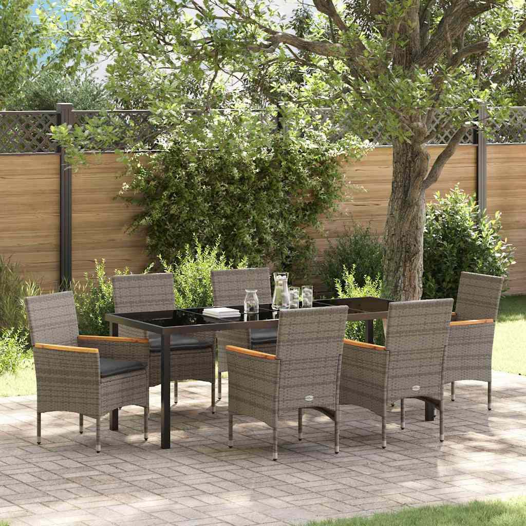 Ensemble de salle à manger pour jardin 7 pcs Gris polyrotin - XIOS