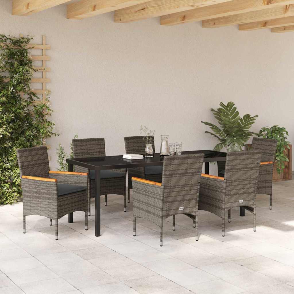 Ensemble de salle à manger pour jardin 7 pcs Gris polyrotin - XIOS