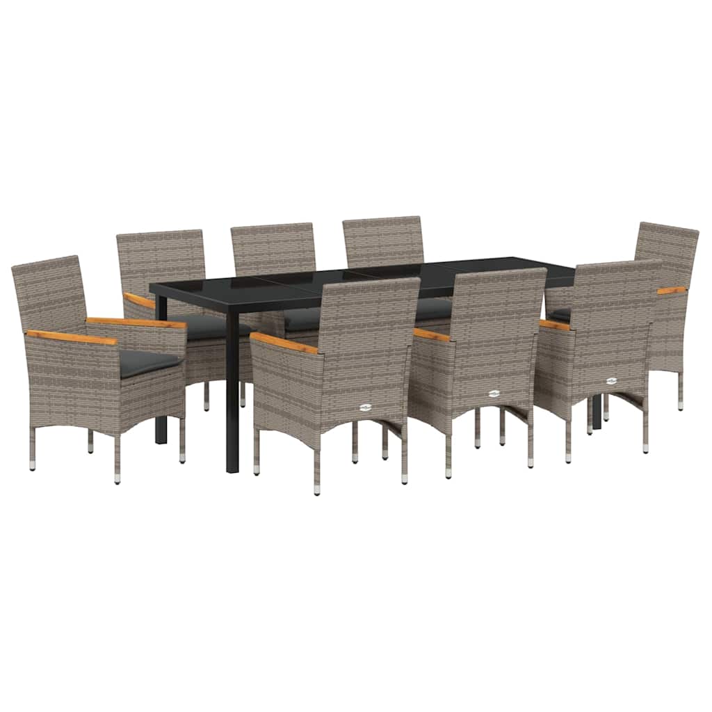 Ensemble de salle à manger pour jardin 9 pcs Gris polyrotin - XIOS