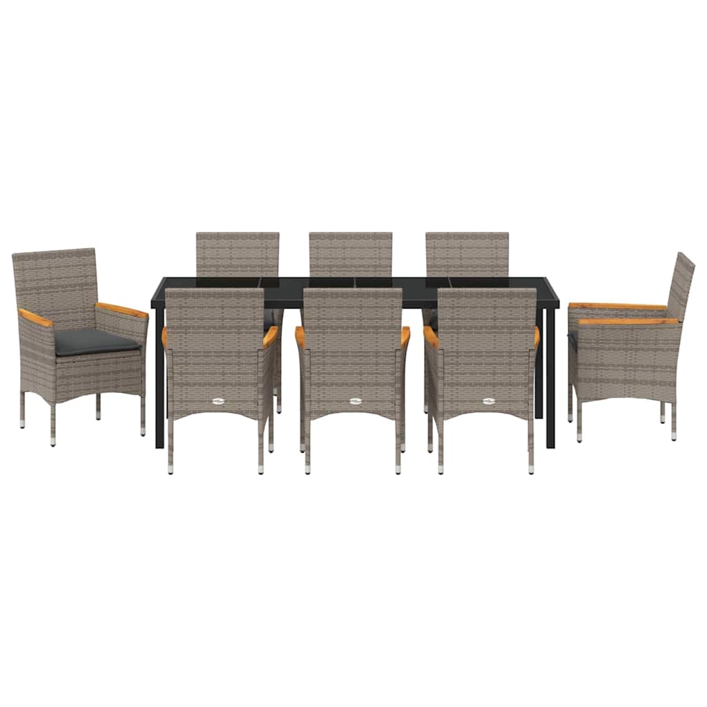 Ensemble de salle à manger pour jardin 9 pcs Gris polyrotin - XIOS