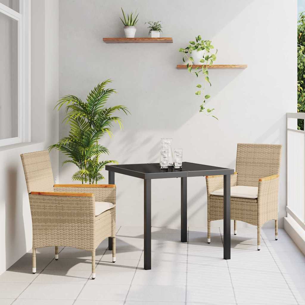 Ensemble de salle à manger pour jardin 3 pcs Beige polyrotin - XIOS