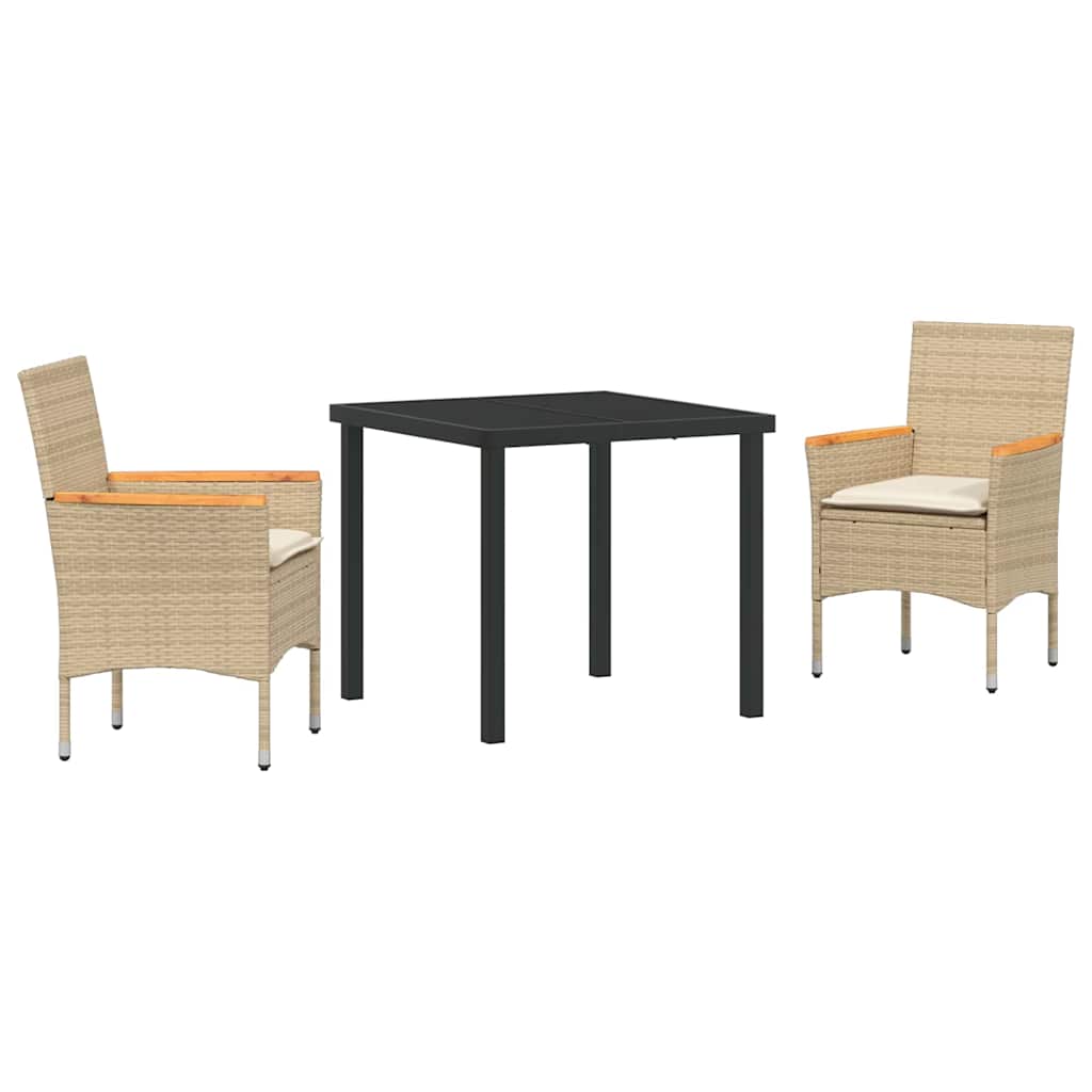 Ensemble de salle à manger pour jardin 3 pcs Beige polyrotin - XIOS