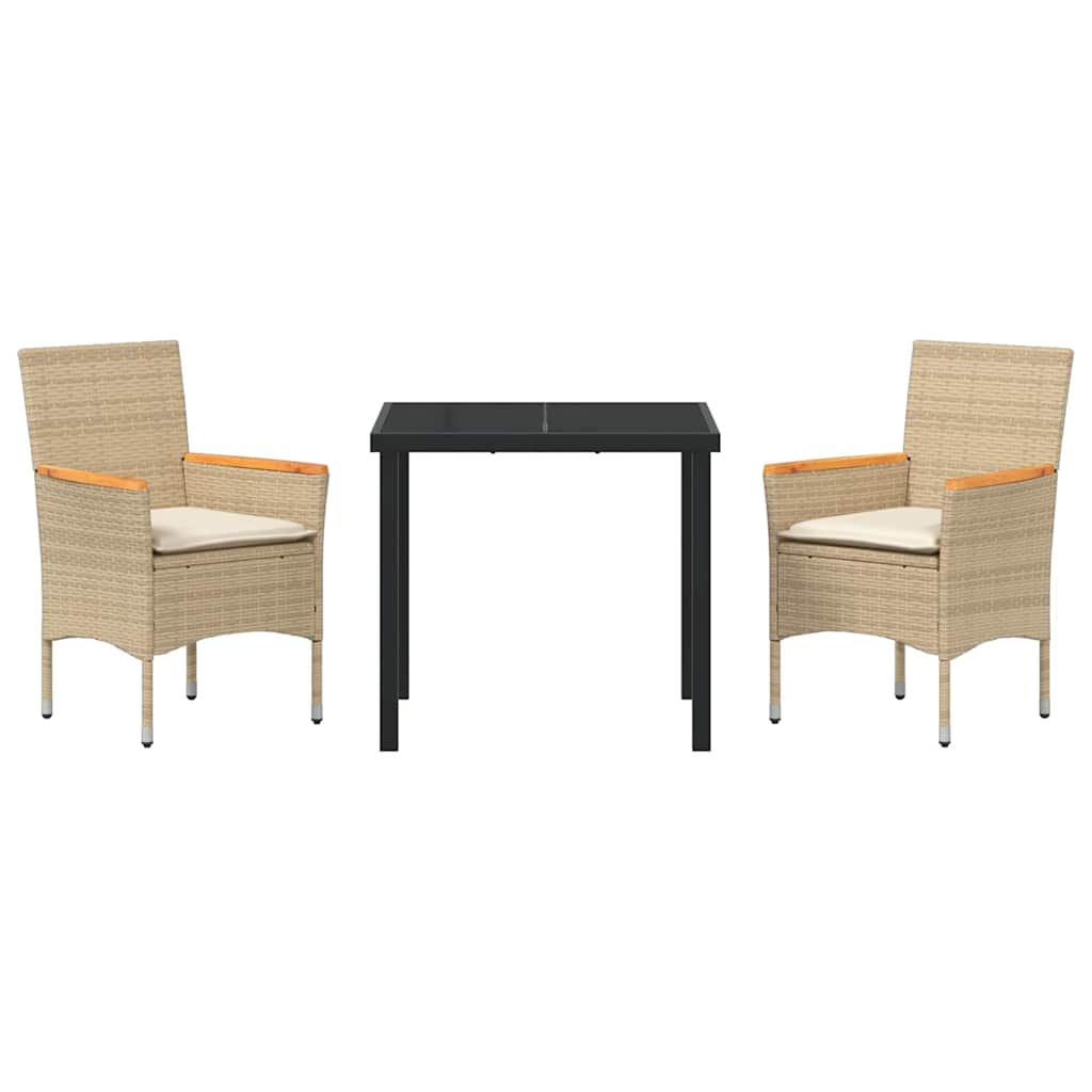 Ensemble de salle à manger pour jardin 3 pcs Beige polyrotin - XIOS