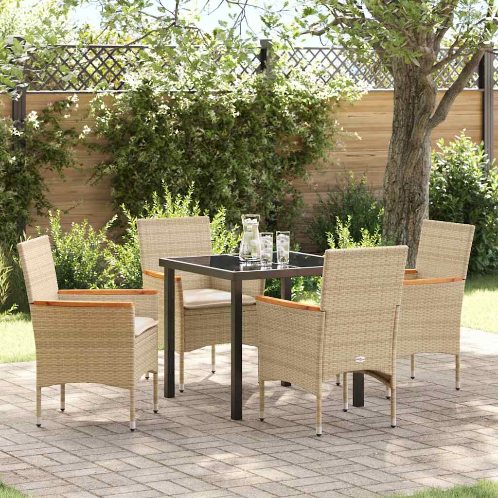 Ensemble de salle à manger pour jardin 5 pcs Beige polyrotin - XIOS