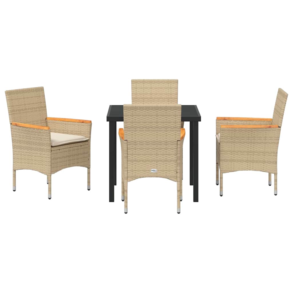 Ensemble de salle à manger pour jardin 5 pcs Beige polyrotin - XIOS