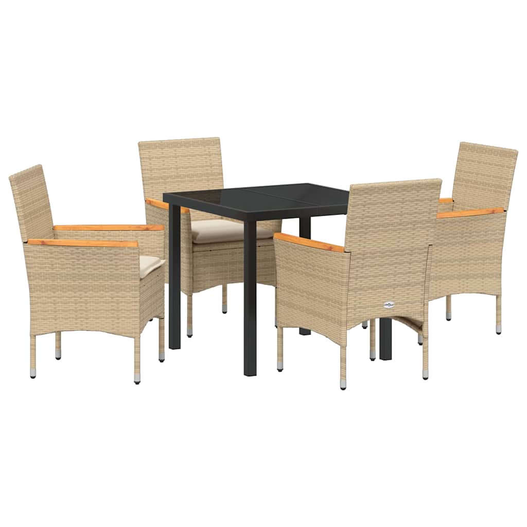 Ensemble de salle à manger pour jardin 5 pcs Beige polyrotin - XIOS
